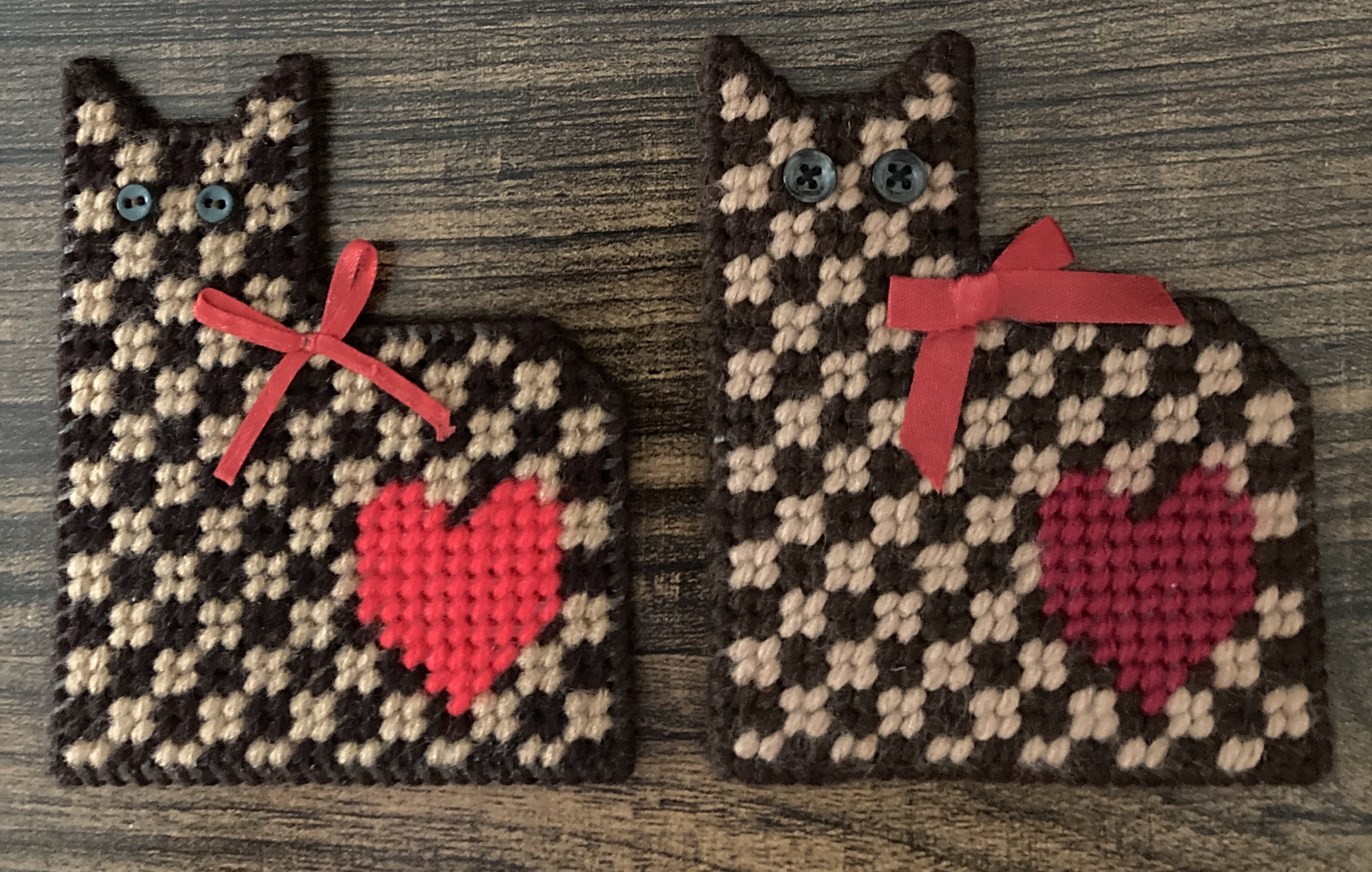 Plastic canvas cat coasters