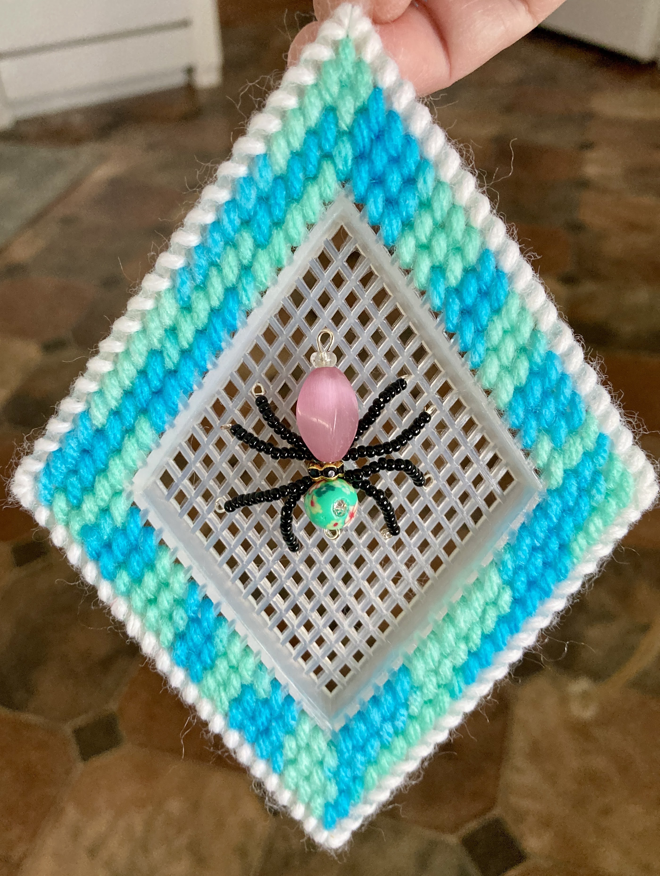 Plastic Canvas, Beaded Spider Ornament