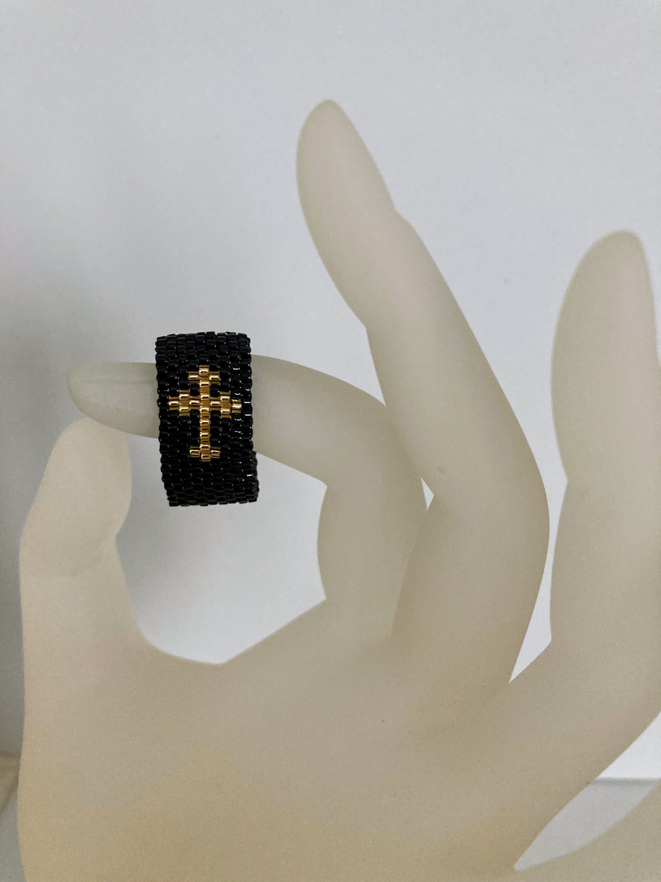 Beaded Cross Ring