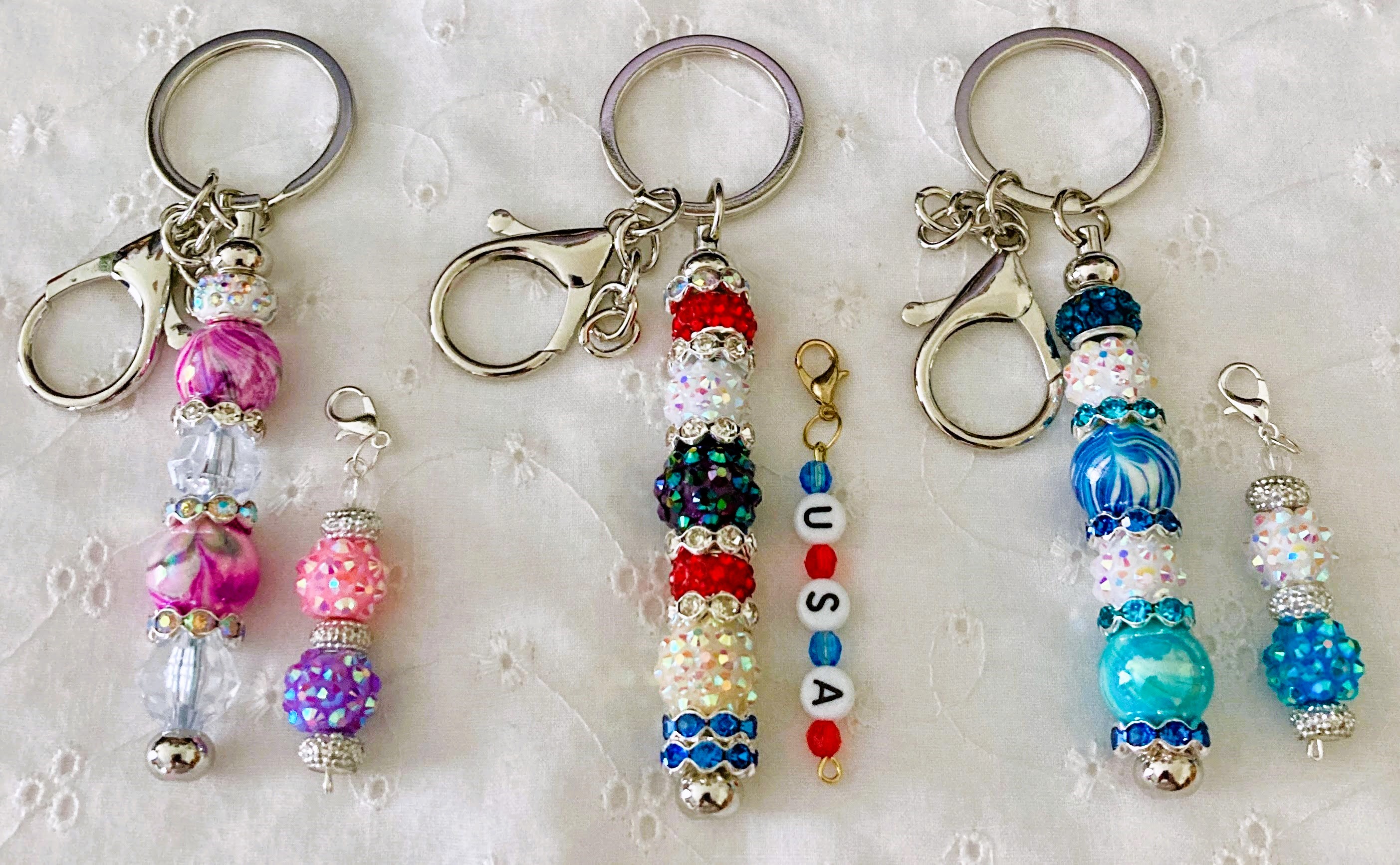 Beaded Key Chains & Beaded Clip Ons.