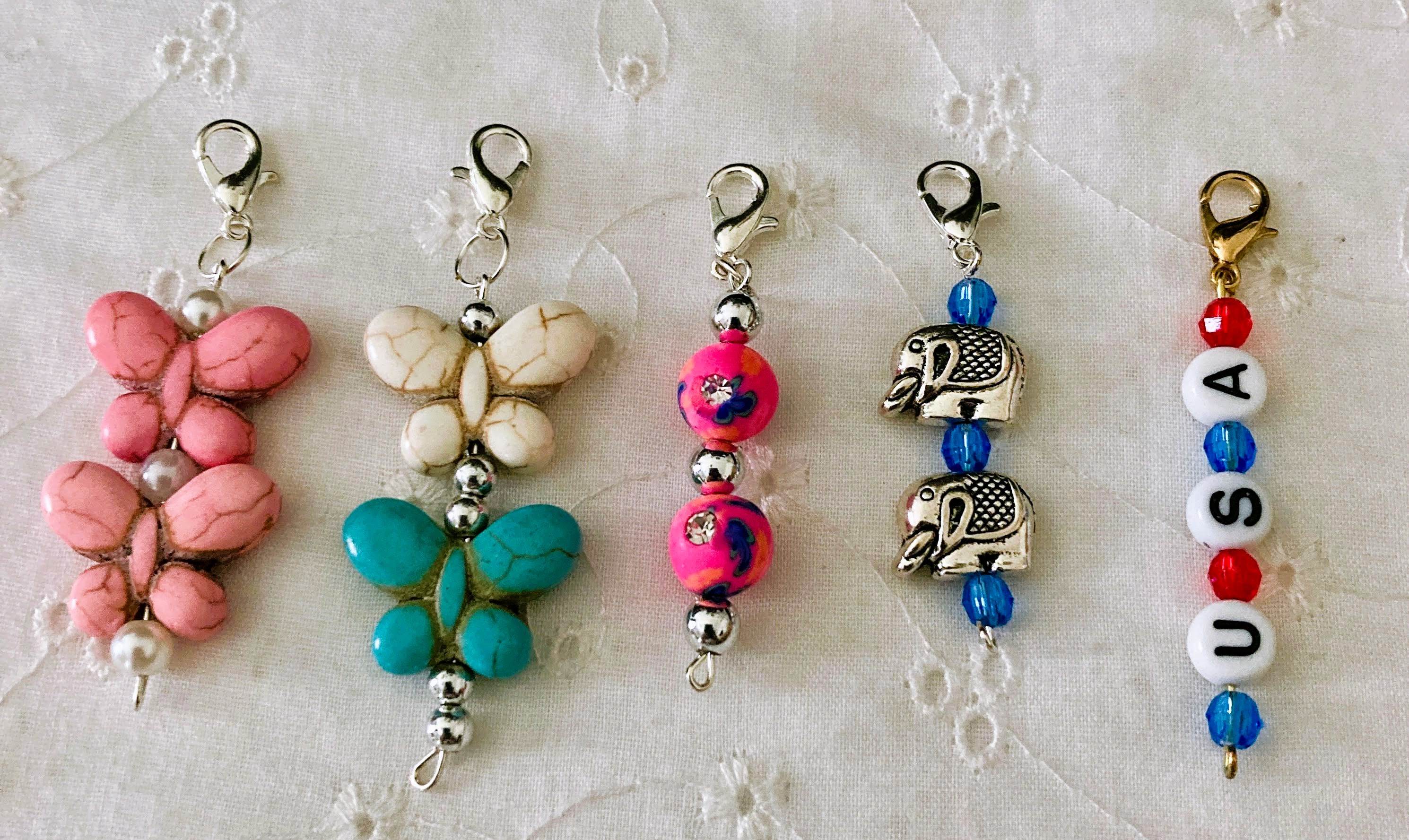 Five Beaded Lobster Claw Clip Ons