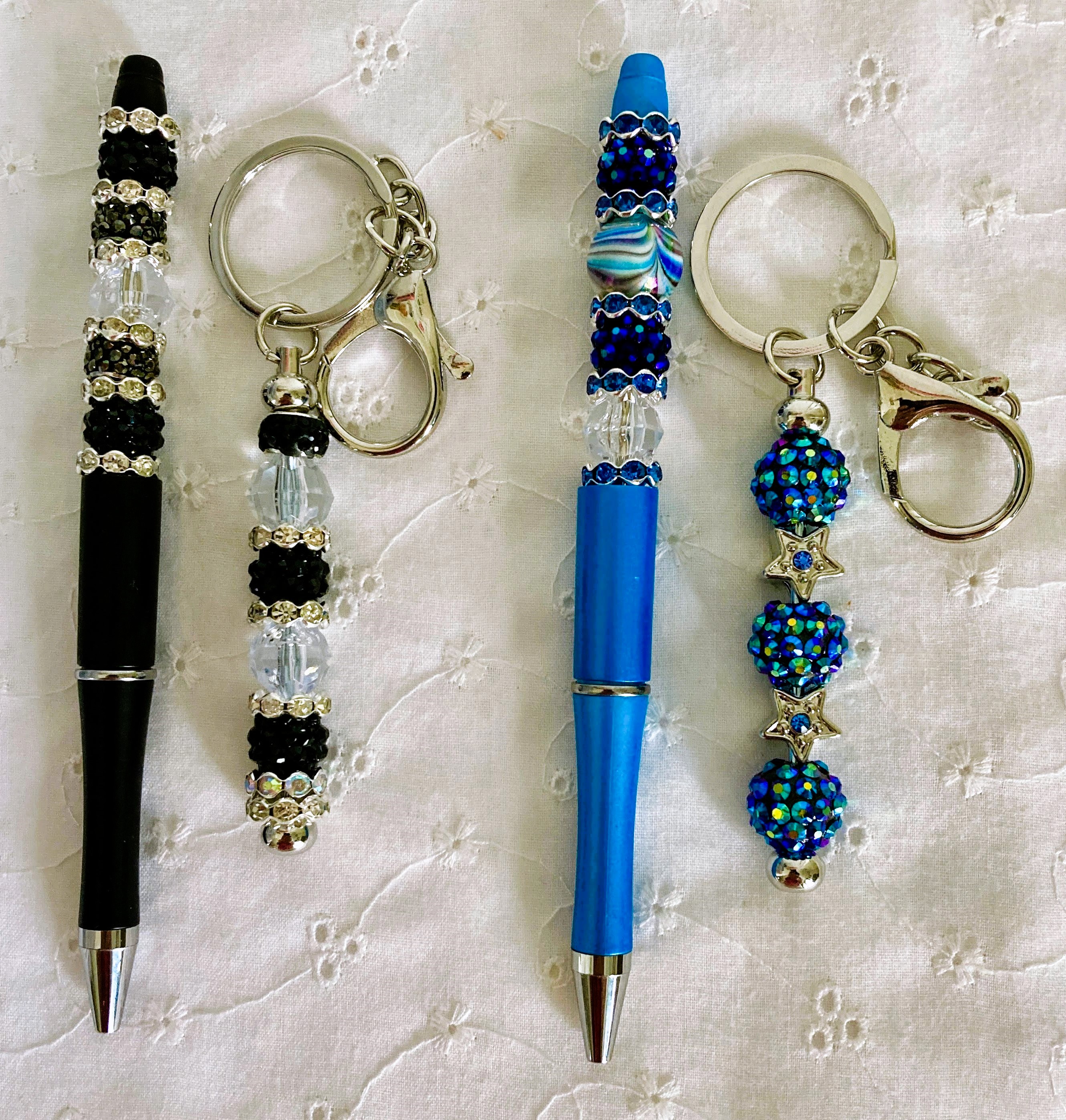 2 Beaded Pens and 2 Beaded Keychains